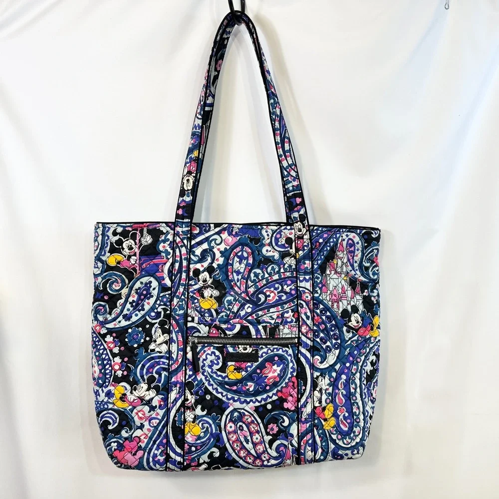 Vera Bradley Disney Mickey Paisley Celebration Iconic Tote Bag Mickey Minnie Lrg